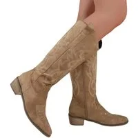NEXORA Western Cowboystiefel Damen bestickt, Stiefel mit Absatz aus PU Leder Cowboystiefel Cowboystiefel mit Muster