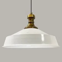 Bamyum Pendelleuchte Metall Ø41 cm, Weiß innen weiß, E27, Vintage Lampe, ohne Leuchtmittel