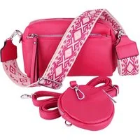 MIRROSI Umhängetasche Damen, Veganleder Crossbody Tasche Bag, Schultertasche (inkl. 1 Münzbeutel und 2 Wechselgurte, 19x14x8cm (BXHXT), gemusterten & verstellbaren Schulterriemen