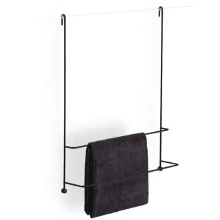 Giese Server Badetuchhalter 11858-14 schwarz matt, Befestigung an Glaswand, 2 Badetuchstangen