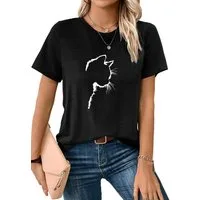 PYLIKE Rundhalsshirt Shirts Damen Casual Katze Ausgefallene bequemes t shirt Bequem für Freizeit und Büro,Strandurlaub