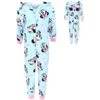 Disney Minnie Mouse Schlafanzug Minnie Maus Kuscheliger Fleece Schlafanzug Jumpsuit Kinder mit Hoodie