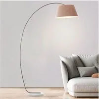 Brilliant Bogenlampe Brok, ohne Leuchtmittel, 196 cm Höhe, 121 cm Ausl., E27, schwenkbar, Beton/Metall/Textil, taupe
