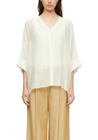 comma - Bluse mit Waffelstruktur beige - Gr. - L
