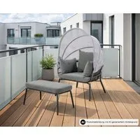 Leco Gartensessel Balkonsessel Gartenstuhl Chillsessel Ruhesessel Korbsessel CLARA (Relaxsessel mit Hocker)
