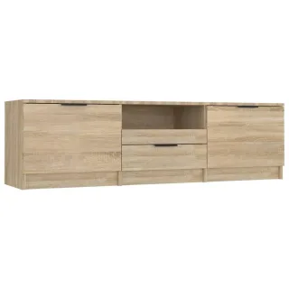 vidaXL Lowboard, Sonoma Eiche, Holz, Strukturbuche, 3 Fächer, 1 Schubladen, Rechteckig, 140x40x35 cm, Wohnzimmer, Wohnwände, Lowboards, Lowboards stehend