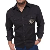 GASOLINE BANDIT® Jeanshemd mit Stickpatch und coolen Schulterklappen