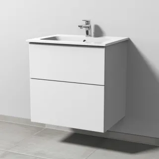 Sanipa 3way Waschtischunterbau zu Duravit ME by Starck Waschtisch mit 2 Auszügen, Weiß-Soft SM72443