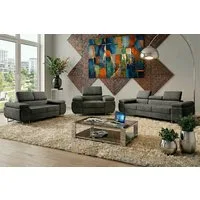 M-Punkt24 Polstergarnitur Sofa Wohnlandschaft DUBAI, (3-3-1, mit Bettfunktion, XL Sofa-Set, Bigsofa, Samt, Anthrazit, Grau), Bestehend aus 3-Sitzer mit Bettfunktion, 2-Sitzer, Sessel