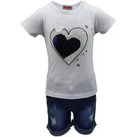Girls Fashion T-Shirt & Bermudas Mädchen Sommer Set, T-Shirt + Jeans Shorts, MS2024