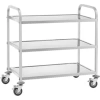 Royal Catering Servierwagen 3 Borde Edelstahl Teewagen Küchenwagen Gastro Servierhilfe 4 Räder