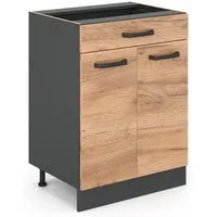 Vicco Unterschrank R-Line, Goldkraft Eiche/Anthrazit, 60 cm mit Schublade, ohne Arbeit... (1-St)