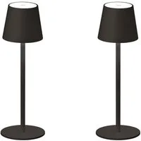 easy! BY FHL LED Nachttischlampe, USB-Ladefunktion, LED fest integriert, Warmweiß, dimmbar, aufladbare USB Akku Lampe ohne Strom, Design Schwarz, 38cm groß