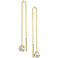 NICEANDnoble Paar Ohrhänger Durchzieher Ohrhänger 585er Gelbgold mit Zirkonia, Goldschmuck für Damen