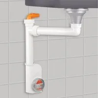 SO-TECH® Siphon Raumsparsiphon 32 - 40 mm Ablaufgarnitur f. Küche und Bad, Raumspar-Siphon weiß mit Reinigungsöffnung & Geräteanschluss