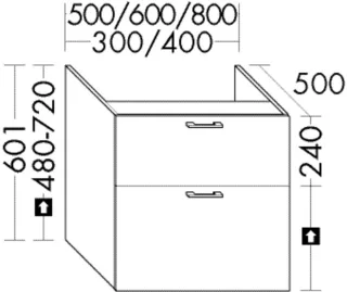 Burgbad Unterschrank System 30 Preisgruppe 3 Diago 601x800x500 Grau Hochglanz, WYIN080F1509 WYIN080F1509