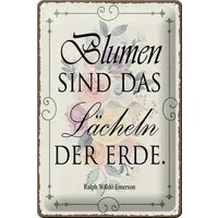 Hebold Metallschild Schild Blech Spruch -Made in Germany- 20x30cm Blumen sind das Lächeln