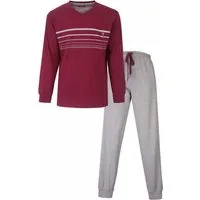 M.E.Q. Schlafanzug Modischer Herren Pyjama lang mit Bündchen (2 tlg) Baumwolle