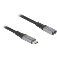 USB4 Gen 3x2 Verlängerungskabel 40 Gbps, USB-C Stecker > USB-C Buchse schwarz/grau, 2 Meter, PD 3.1, Laden mit 240 Watt