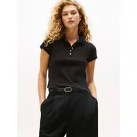 Tommy Hilfiger Poloshirt GOLD BUTTON SLIM SS POLO mit goldfarbenen Knopf