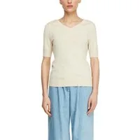 comma Strickpullover Halbarm-Pullover mit V-Ausschnitt und Bindung im Nacken