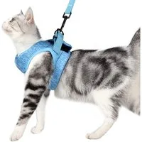 Ledander Katzen-Geschirr Katzengeschirr mit Leine Softgeschirr für Katze Brustgeschirr, Cat Harness Katzengarnitur Ausbruchsicher Verstellbar Katzenweste