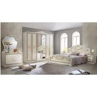 Interdesign24 Schlafzimmer-Set Paola, (im klassischen Barock Stil, 6-Teilig), in Beige/Gold Hochglanz
