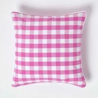 Homescapes Kissenhülle Pink karierter Kissenbezug 45 x 45 cm aus 100% Baumwolle