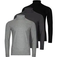 RAGMAN Langarmshirt 3er Pack Basic (Spar-Set, 3-tlg) Rollkragenshirt - Baumwolle - Atmungsaktiv