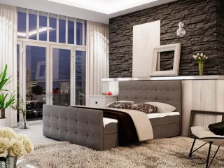 Boxspringbett Bett HUGO -Variante B- 140x200cm Grau inkl.Bettkasten
