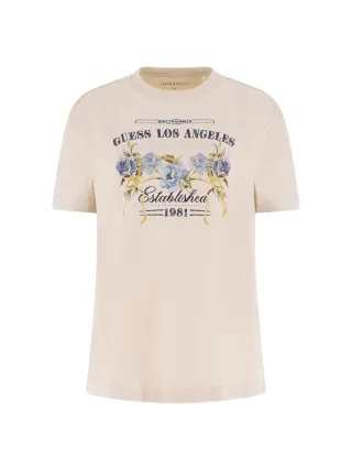 Guess - SS CN FLOWERS GUESS BOX TEE PEARL OYSTER - Gr. - M