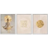 ARTFAVES Bilder-Collage Poster Set Yoga Spirit Trio I mehrteilige Bilderwand I Wandbilder Spir, (Wandbilder modern, 3 St)