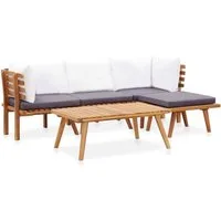 vidaXL Gartenlounge-Set 5-tlg. Garten-Lounge-Set Massivholz, (1-tlg)