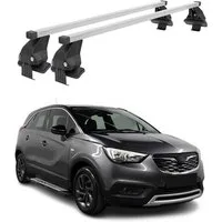 OMAC Dachträger Menabo Gepäckträger für Opel Crossland X 2017-2020 Stahl Silber ABE (2-St), Wasserbeständig,Abnehmbar,Multifunktional,Leichtgewichtig