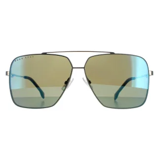 Hugo Boss Runde Herren Ruthenium Havanna Kaki Blau Spiegel BOSS 1325/S
