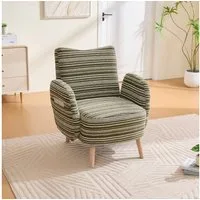 BlingBin Sessel Loungesessel Einzelsessel, Polstersessel mit Holzbeinen & Seitentasche (Fernsehsessel, 1-St., Stoff mit Kreismuster, mit seitlicher Tasche), bequemer Lesesessel, Wohnzimmer, Schlafzimmer, Büro