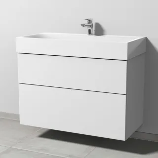 Sanipa 3way Waschtischunterbau zu Kaldewei Silenio Waschtisch mit 2 Auszügen, Weiß-Soft SM45643