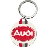 Nostalgic-Art Schlüsselanhänger mit Gravur Edelstahl Schlüsselanhänger Ø 4cm - Audi Logo
