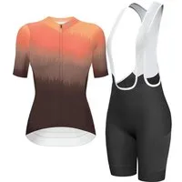 Wulibike Radtrikot Damen Fahrrad-Set Sunset Race Fit, ultraleichte Fahrradbekleidungsset (2-tlg) Zweiteiliges Set mit Kurzarm-Radtrikot und Trägerhose für Damen