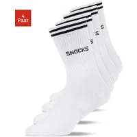 SNOCKS Sportsocken Hohe Tennissocken mit Streifen für Damen & Herren (4-Paar) aus Bio-Baumwolle, stylish für jedes Outfit