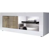 Home affaire Lowboard Basic Breite 140 cm, TV-Board 1 Tür, 2 offene Fächer (Glasboden), TV-Kommode, Metallgriff, moderne Rahmenoptik, Farbauswahl