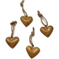Dragimex Hängedekoration Metall HERZ mit Kordel, Herzhänger, Set 4x 3,5 cm. Rostdeko, Rost