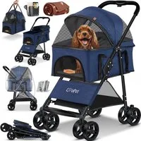 Lovpet Hundebuggy 2in1 Hundewagen max. bis 20kg Buggy für Haustiere, (Hundebox & Tasche mit Regenschutzabdeckung Getränkehalter Kuscheldecke), Haustier- & Katzenbuggy faltbar & klappbar mit Netzfenster