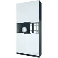 Vladon Aktenschrank Logan V2 (Aktenschrank, mit Soft-Close Funktion) Schwarz matt/Weiß matt (82 x 185 x 37 cm)