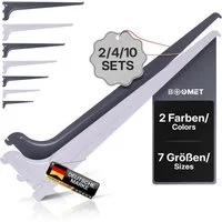 BOOMET Wandregalhalter Regalträger 1-reihig für Wandschienen, 0,2 4-tlg., Regalsystem Weiß 20cm Wandregalhalter Regalwinkel