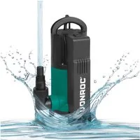 VONROC Schmutzwasser-Tauchpumpe mit integriertem Schwimmer (Set, für Keller, Pool, Gartenteich), Flachsaugend max Höhe 7,5m - 1400 l/h für sauberes/schmutziges Wasser