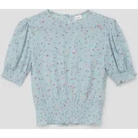 s.Oliver Kurzarmbluse Bluse Bluse mit Smok-Detail