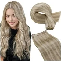 LuxusKollektion Echthaar-Extension Tressen Echthaar Blond Highlight Aschblond 30cm-80G 4.94-Weft-#18 613