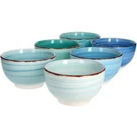 MamboCat Müslischale 6er Schalen Set Blue Blau Schüsseln Obst Müsli Schälchen 650 ml, Steingut