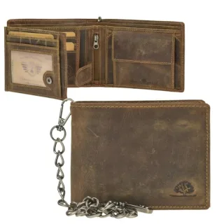 Greenburry Bikerbörse Vintage Kette RFID | Leder antikbraun